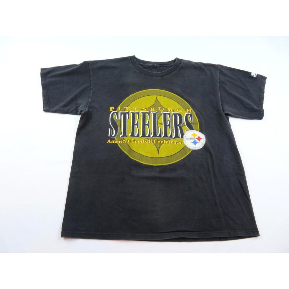 90s Pittsburgh Steelers Starter Black Gold T-shirt Sz XL